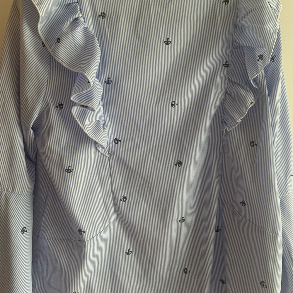 Blue Striped Ruffle Blouse - Picture 2 of 3